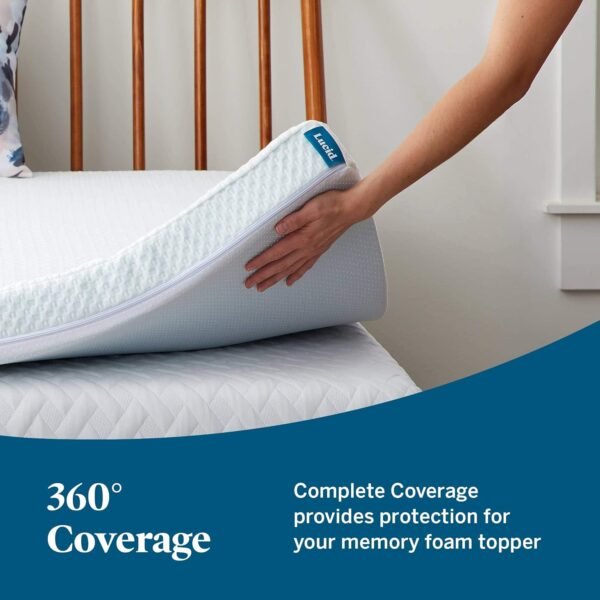 LUCID 3 Inch Ventilated Memory Foam Mattress Topper, Twin XL Size, Dorm Room Essentials - Image 3