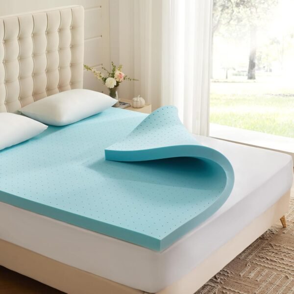 3 Inch Memory Foam Mattress Topper Twin XL, Mattress Pad Gel Infused Foam Bed Topper, Ventilated Soft Blue, Twin XL Size
