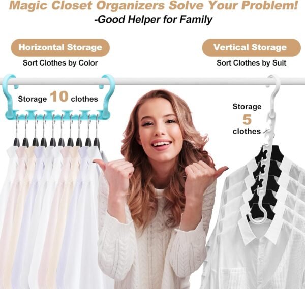 4 Pack College-Dorm-Room-Essentials for Girls,Closet-Organizers and Storage,Closet-Storage Plastic Clothes Hangers with 5 Holes Hangers Space Saving - Image 3