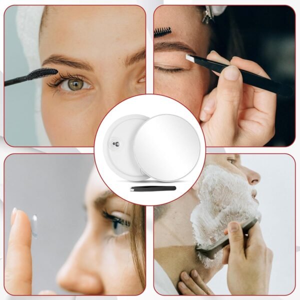 5X Magnifying Mirror, 6'' Makeup Mirror with 5X Magnification, 5X Magnifying Mirror with Suction Cups, Large Makeup Magnifying Mirror Compact Magnified Mirror, Travel Makeup Magnification and Tweezers - Image 7