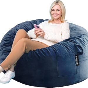 Bean Bag Chairs, Memory Foam Bean Bag Chair for Adults/Teens/Kids with Removable Zipperd Cover, High-Rebound Memory Foam Lazy Sofa Furniture for Living Room Bedroom College Dorm