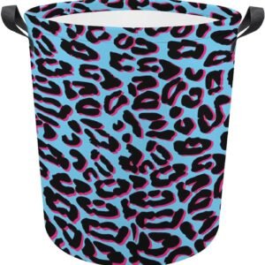 Laundry Hamper Storage Bins Collapsible Blue Pink Leopard Basket for Dirty Clothes Kids Nursery Decor Toys Organizer Bathroom Bedroom College Dorm