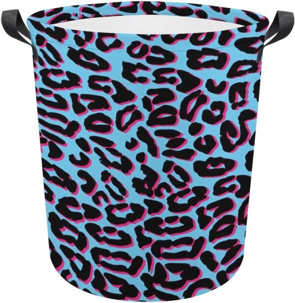 Laundry Hamper Storage Bins Collapsible Blue Pink Leopard Basket for Dirty Clothes Kids Nursery Decor Toys Organizer Bathroom Bedroom College Dorm