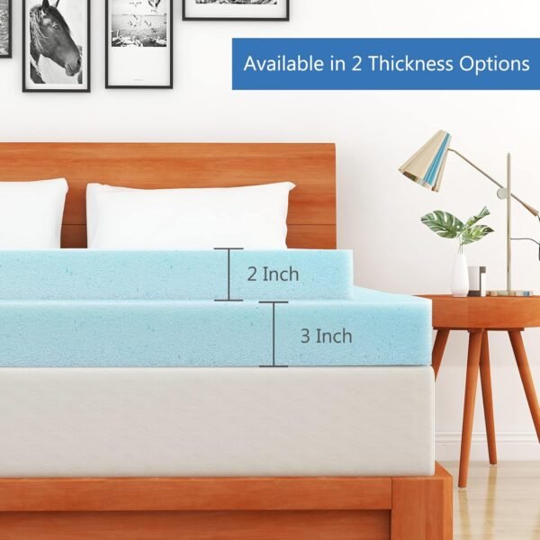 IULULU Mattress Topper, 3 Inch Gel Memory Foam Mattress Topper for Twin Size Bed, Blue - Image 5