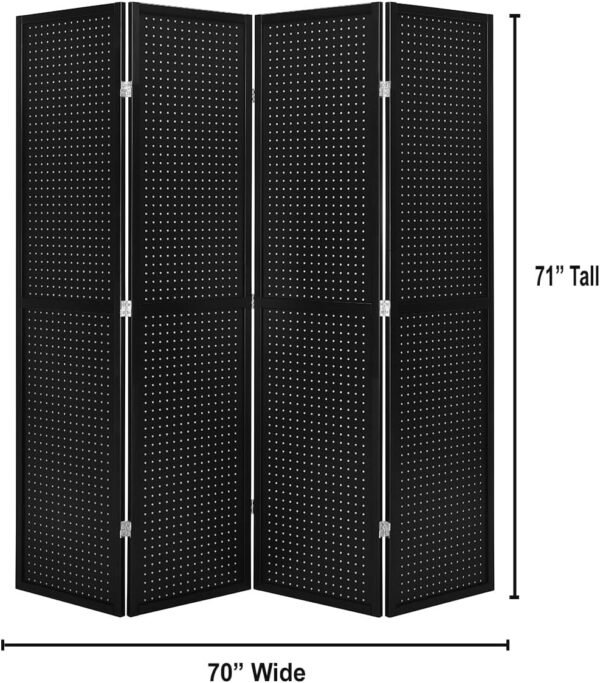 4 Panels Room Divider Folding Screen Pegboard Insert Blue Color 71' High x 70" Wide - Image 4