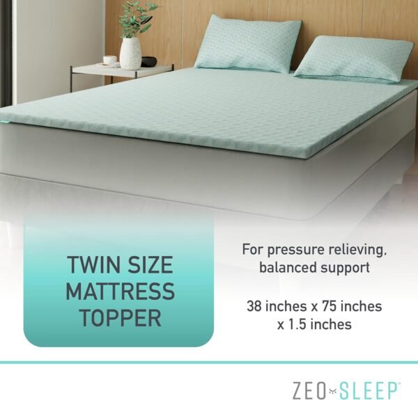 1.5-inch Mattress Topper - Twin Size Memory Foam Mattress Topper - Balanced Support Mattress Topper for Back Discomfort 75 x 38 x 1.5 inches - Image 4