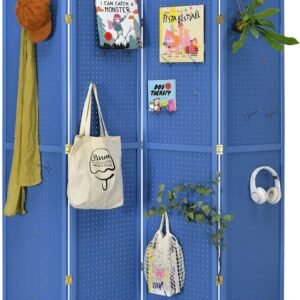 4 Panels Room Divider Folding Screen Pegboard Insert Blue Color 71′ High x 70″ Wide