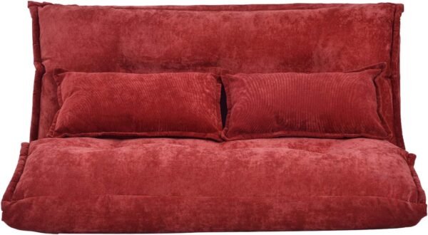 Knocbel Floor Gaming Sofa Chair Folding Mattress Bed Adjustable 5-Position Backrest Comfort Chaise Lounge with 2 Pillows (Red) - Image 6