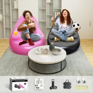 Inflatable Couch,Blow Up Chair,Portable Couch with Ottoman＆Pump,Air Couch,Blow Up Couch with Cup Holder Armrest,Inflatable Loveseat,Inflatable Chair Ideal for Party,Camping,Home and Beach