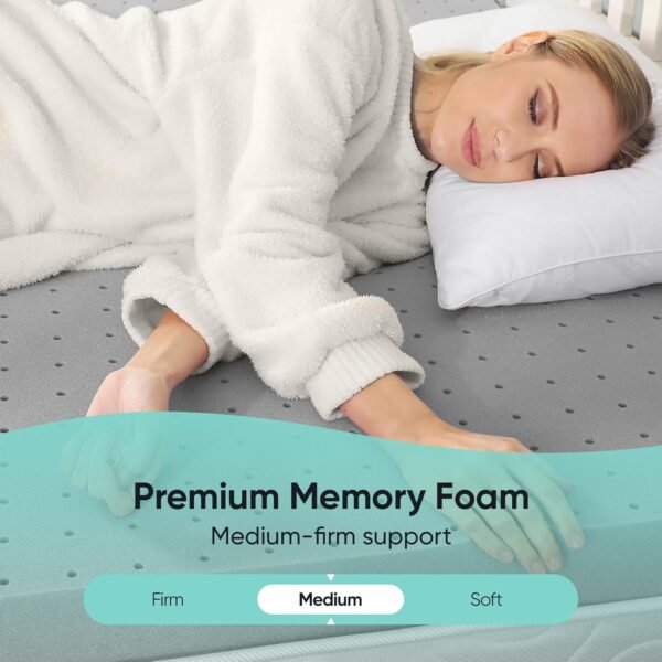 2 inch Twin XL (39"x80") Gel Memory Foam Mattress Topper Ventilated Soft Mattress Pad, Bamboo Charcoal Bed Topper, CertiPUR-US Certified, Twin XL Size, Gray - Image 6