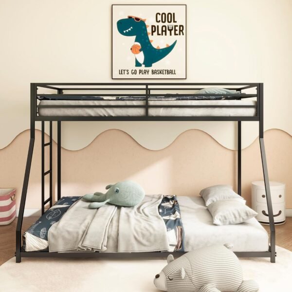 Bunk Bed Twin Over Full Size,Twin Over Full Metal Bunk Beds,Loft Bunkbed for Adult and Kids,Boys, Girls,Low Profile and Easy Climbing with Sturdy Ladder, Black (Twin Over Full) - Image 3