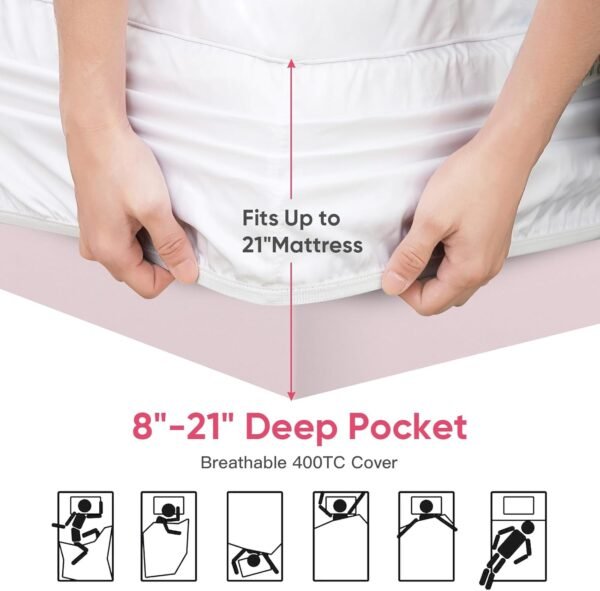 BedsPick Mattress Topper Twin XL, Mattress Pad for Back Pain Relief, Pillowtop Extra Long Twin Thick Mattress Pad, 400TC Soft Cooling Quilted Cover Protector for College Dorm, Sleeper Sofa, RV, Camper - Image 8