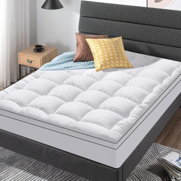 Twin XL Mattress Topper for Back Pain, Cooling Extra Thick Mattress Pad Cover with 8-21 inch Deep Pocket, Plush Pillow Top Mattress Topper Overfilled with Down Alternative, Twin Extra Long, White - Image 7