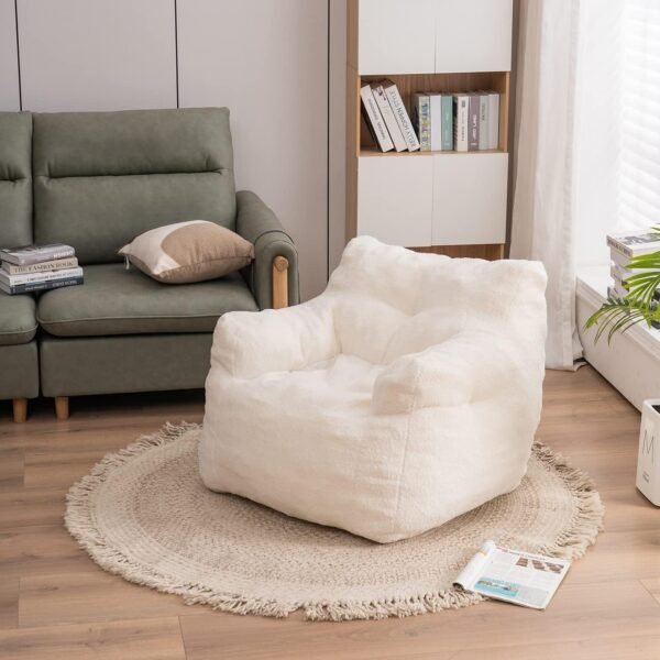 Beanbags Bean Bag Chair, Ultra Soft Teddy Fabric Arm Chair for Adults Kids, Comfy Leisure Sofa Chair for Bedroom, Living Room, Apartment, Ivory - Image 8