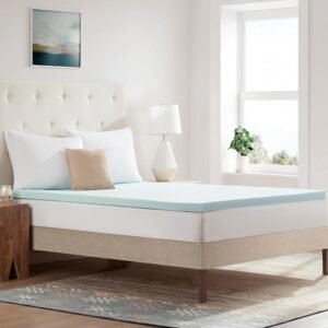 Twin Mattress Topper 2 Inch Gel Infused Memory Foam Cooling Pad CertiPUR US Certified – Enhance Sleep Quality with Pressure Relief and Temperature Regulation, Twin,Blue