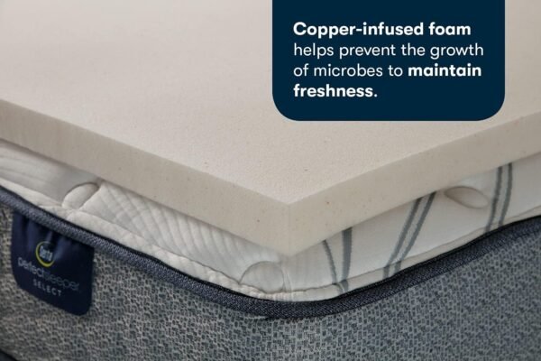 Serta CopperGel Cooling, Pressure-Relieving Memory Foam Mattress Topper, 2 Inch, Twin XL - Image 4