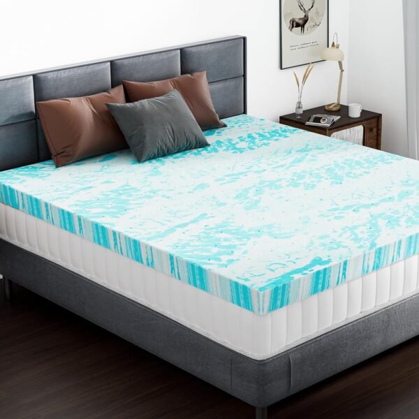 DUMOS 2 Inch Gel Memory Foam Mattress Topper Twin - Cooling, Breathable Blue - Image 8