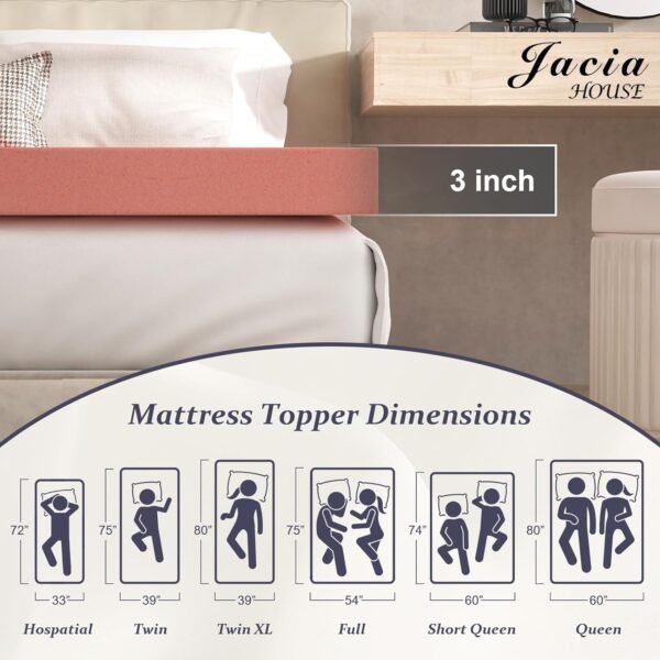 3 Inch Twin XL Mattress Topper in a Box, Bed Topper Twin XL, CertiPUR-US Certified Mattress Pad - Image 4