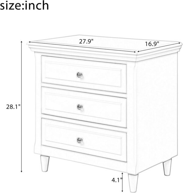XD Designs Solid Wood Side End Table, 2-Drawer Night Stand with Storage Shelf, Bedside Nightstand, Accent Table for Bedroom Hallway Living Room (White) - Image 2