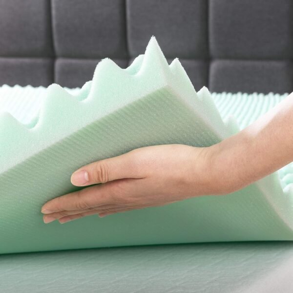 Best Price Mattress 2 Inch Egg Crate Memory Foam Mattress Topper with Calming Aloe Infusion, CertiPUR-US Certified, Twin XL,Green - Image 4