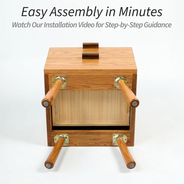 Night Stand, Mid Century Modern Nightstand w/2 Drawers, Cute Small Nightstand, Boho Nightstand, Solid Wood Bedroom Nightstand, Oak Bedside Table, 16.54 W x 15.75 D x 21.65 H Inches(Walnut) - Image 8