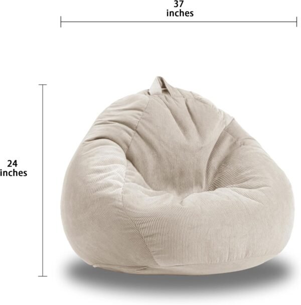 LPMOERA 3FT Bean Bag Chairs for Adults/Teens with Memory Foam Filling Bean Bag Sofa with Handle Ultra Soft Washable Corduroy Fabric Lazy Sofa for Living Room Bedroom College Dorm Cream White - Image 3