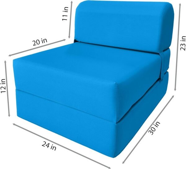 D&D Futon Furniture Sleeper Chair Folding Bed, Studio Sofa Guest Folded Mattress, High Density Foam (70 x 24 x 6, Turquoise) - Image 2