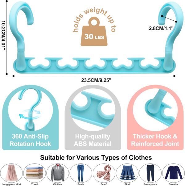 4 Pack College-Dorm-Room-Essentials for Girls,Closet-Organizers and Storage,Closet-Storage Plastic Clothes Hangers with 5 Holes Hangers Space Saving - Image 4