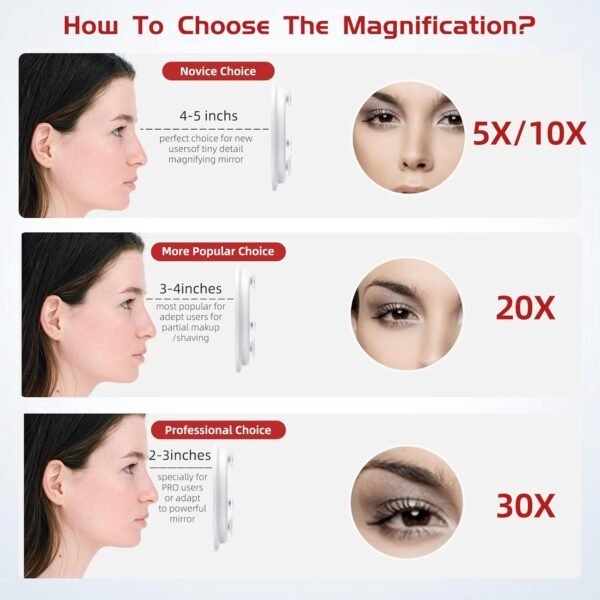 5X Magnifying Mirror, 6'' Makeup Mirror with 5X Magnification, 5X Magnifying Mirror with Suction Cups, Large Makeup Magnifying Mirror Compact Magnified Mirror, Travel Makeup Magnification and Tweezers - Image 3