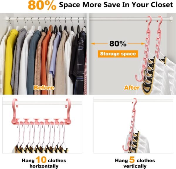 8-Pack-Closet-Organizers-and-Storage,Clothes-Organizer-Hangers for Heavy Clothes Sturdy Home Closet Organization and Storage,College-Dorm-Room-Essentials for Girls,Closet-Storage-Space-Saving-Hangers - Image 2