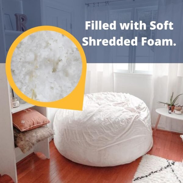 ULTIMATE SACK 6ft Bean Bag Chair & Footstool, Oversize Bean Bag Chair for Adults, Comfy Chair Bean Bag Couch Lounge Sofa Loveseat Furniture | Pink Fur - Image 4