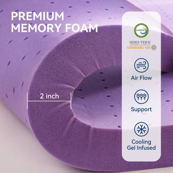 BDEUS Dual Layer 4 Inch Memory Foam Mattress Topper Twin Size, 2 Inch Gel Memory Foam Plus 2 Inch Down Alternative Quilted Pillow Top Mattress Pad Cover,Black - Image 4