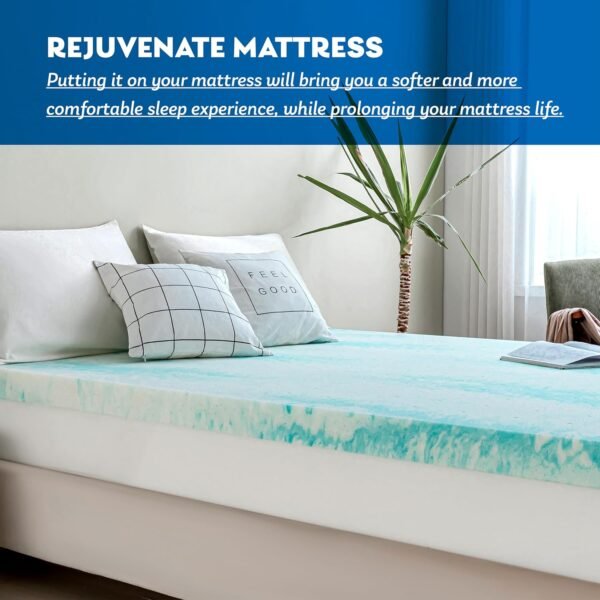 CH CHARME HOUSE 2 Inch Twin Memory Foam, Gel Infusion, CertiPUR-US Certified, Bedroom Essentials, Blue Mattress Topper - Image 3