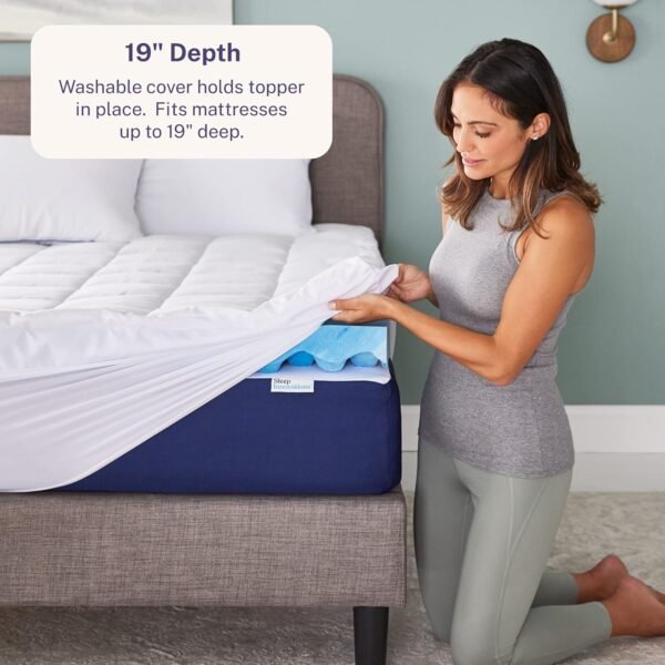 Sleep Innovations Dual Layer 4 Inch Memory Foam Mattress Topper, Twin Size, Ultra Soft Support, 3 Inch Cooling Gel Memory Foam Plus 1 Inch Fluffy Pillow Top Cover - Image 4