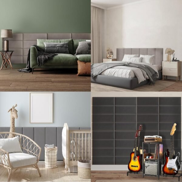 BELLEZE Upholstered Linen Headboards, Wall Mounted Accent Panels, Queen, Twin, or Single Headboards - Pack of 4 Panels, Grey (Each Individual Panel 38" x 11.5") - Image 6