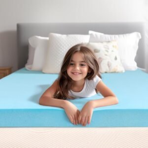 4 Inch Twin XL Memory Foam Mattress Topper Size for College and Dorm, Cooling Gel Infused, Mattress Pad for Pressure Relief, School Essentials, 39×80 Inches, Blue