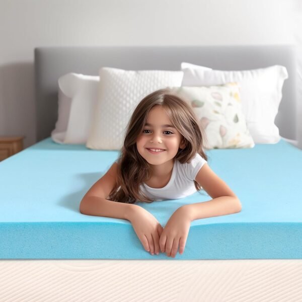4 Inch Twin XL Memory Foam Mattress Topper Size for College and Dorm, Cooling Gel Infused, Mattress Pad for Pressure Relief, School Essentials, 39x80 Inches, Blue