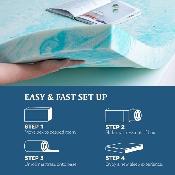 EGO Topper 3 Inch Twin XL Memory Foam Mattress Topper, Cooling Gel Foam Mattress Topper for Pressure Relief, Ventilated Design Bed Topper in a Box, CertiPUR-US Certified, 38"×80", Medium - Image 6