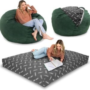CordaRoy’s Corduroy Bean Bag – Convertible Bean Bag Chair & Bed – Machine-Washable Corduroy Fabric Cover – for Basement, Living Room, Game Room, Dorm & More – Full Size – Rainforest