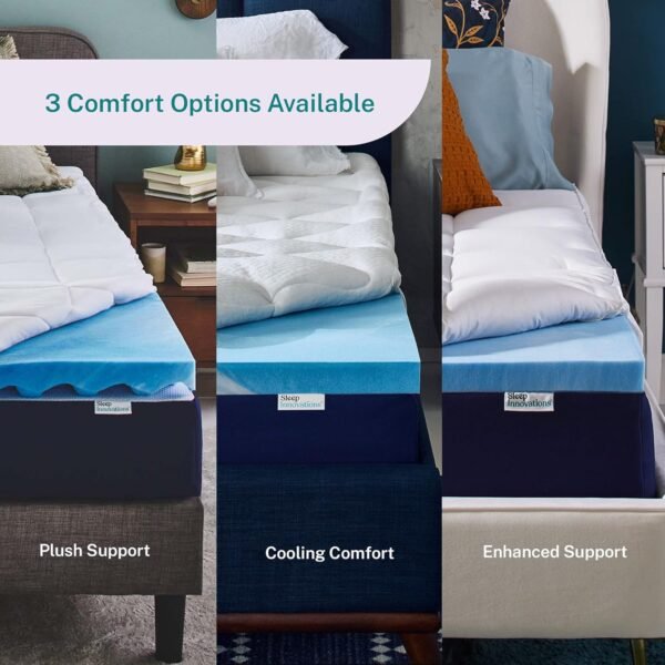 Sleep Innovations Dual Layer 4 Inch Memory Foam Mattress Topper, Twin Size, Ultra Soft Support, 3 Inch Cooling Gel Memory Foam Plus 1 Inch Fluffy Pillow Top Cover - Image 8