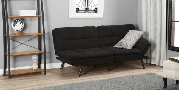 Mainstay.. Memory Foam Futon, Black Suede, Fabric, Wood, Metal + Free Clean Fabric Cloth (Black Suede) - Image 2