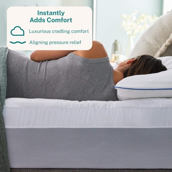 Sleep Innovations Dual Layer 4 Inch Memory Foam Mattress Topper, Twin Size, Ultra Soft Support, 3 Inch Cooling Gel Memory Foam Plus 1 Inch Fluffy Pillow Top Cover - Image 2