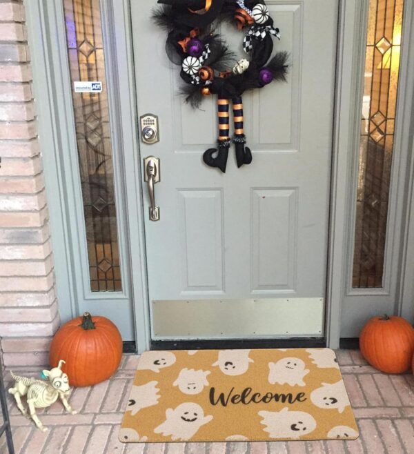 Spider Web Dark Coir Doormat - Half Circle Non-Slip Welcome Door Mat Halloween Decor Mat 17x29 inch Indoor Mat (Ghost, 17''x29'') - Image 6