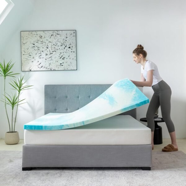 Queen Mattress Topper 3 Inch Memory Foam Mattress Topper with Cooling Gel Infusion, Mattress Topper in a Box, CertiPUR-US Certified, 60”x80”, Blue - Image 6