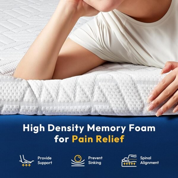 3 Inch Gel Memory Foam Mattress Topper Queen Size High Density Bamboo Rayon,Cooling Breathable Bed Topper for Pressure Relief,Removable & Washable Cover Non-Slip CertiPUR-US - Image 2