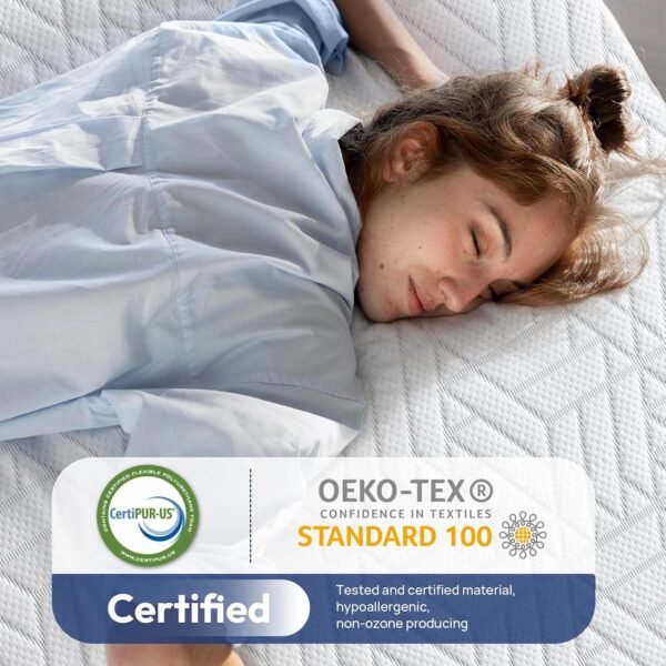 3 Inch Gel Memory Foam Mattress Topper Queen Size High Density Bamboo Rayon,Cooling Breathable Bed Topper for Pressure Relief,Removable & Washable Cover Non-Slip CertiPUR-US - Image 5