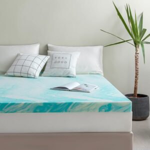 CH CHARME HOUSE 2 Inch Twin Memory Foam, Gel Infusion, CertiPUR-US Certified, Bedroom Essentials, Blue Mattress Topper
