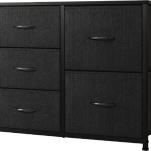 AZL1 Life Concept Storage Dresser Furniture Unit-Large Standing Organizer Chest for Bedroom, Office, Living Room, and Closet-5 Drawer Removable Fabric Bins, Black