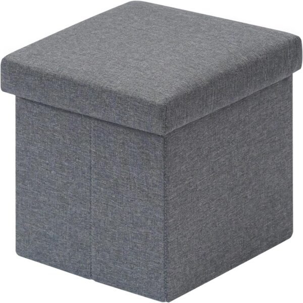B FSOBEIIALEO Storage Ottoman Cube, Linen Small Foot Seat,for Living Room, Bedroom, Home Office, Dorm Storage Footrest Grey 11.8"x11.8"x11.8"