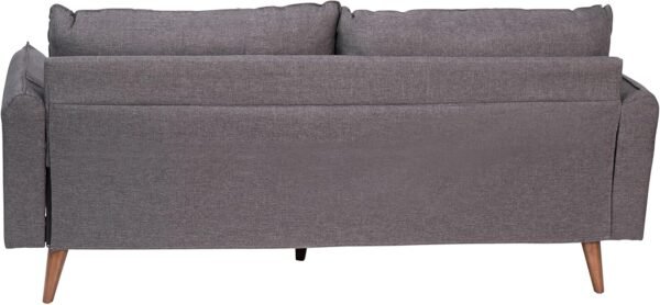 Flash Furniture Evie Mid-Century Modern Sofa - Stone Gray Faux Linen Fabric Upholstery - Real Wood Frame and Legs - Image 5